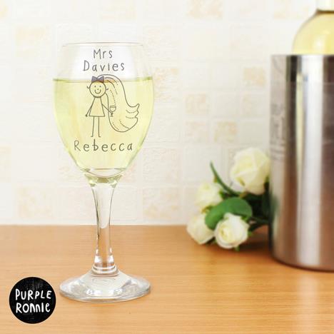 Personalised Purple Ronnie Wedding Bride Wine Glass Extra Image 1